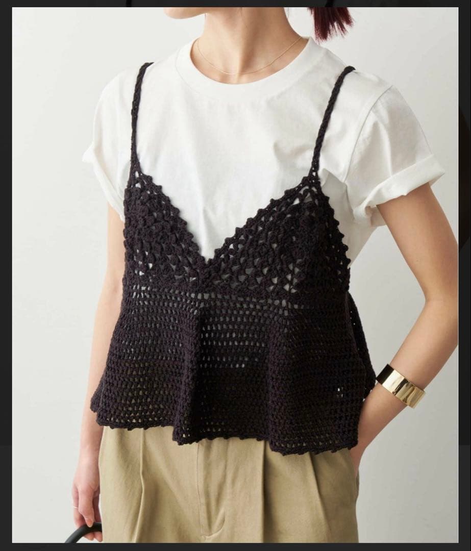 スピックアンドスパン　クロシェニットキャミ