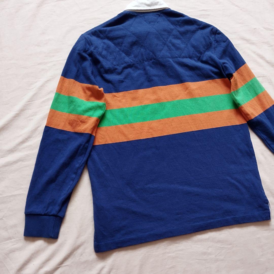 ポロラルフローレン　ラガーシャツ　刺繍ロゴ　ブルー　現行タグ　Mサイズ