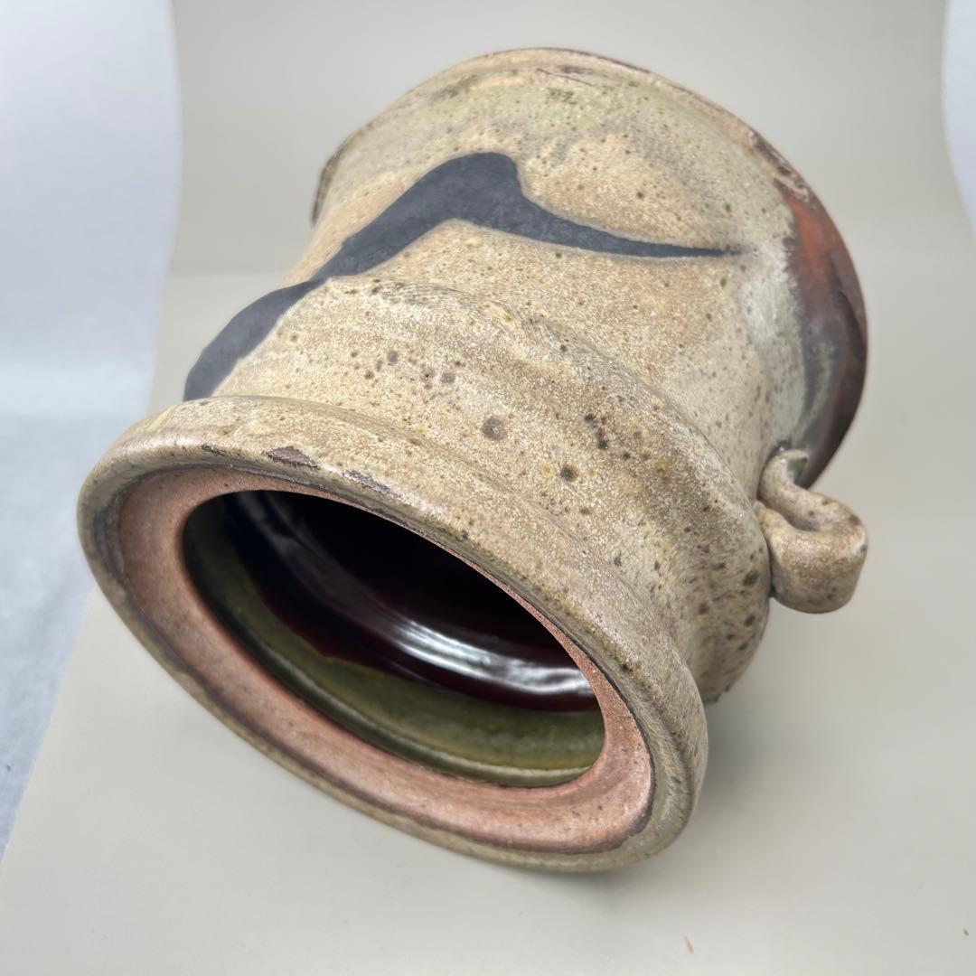 B020高倉国光 茶道具 水指【小石原焼耳付水指】木箱付き