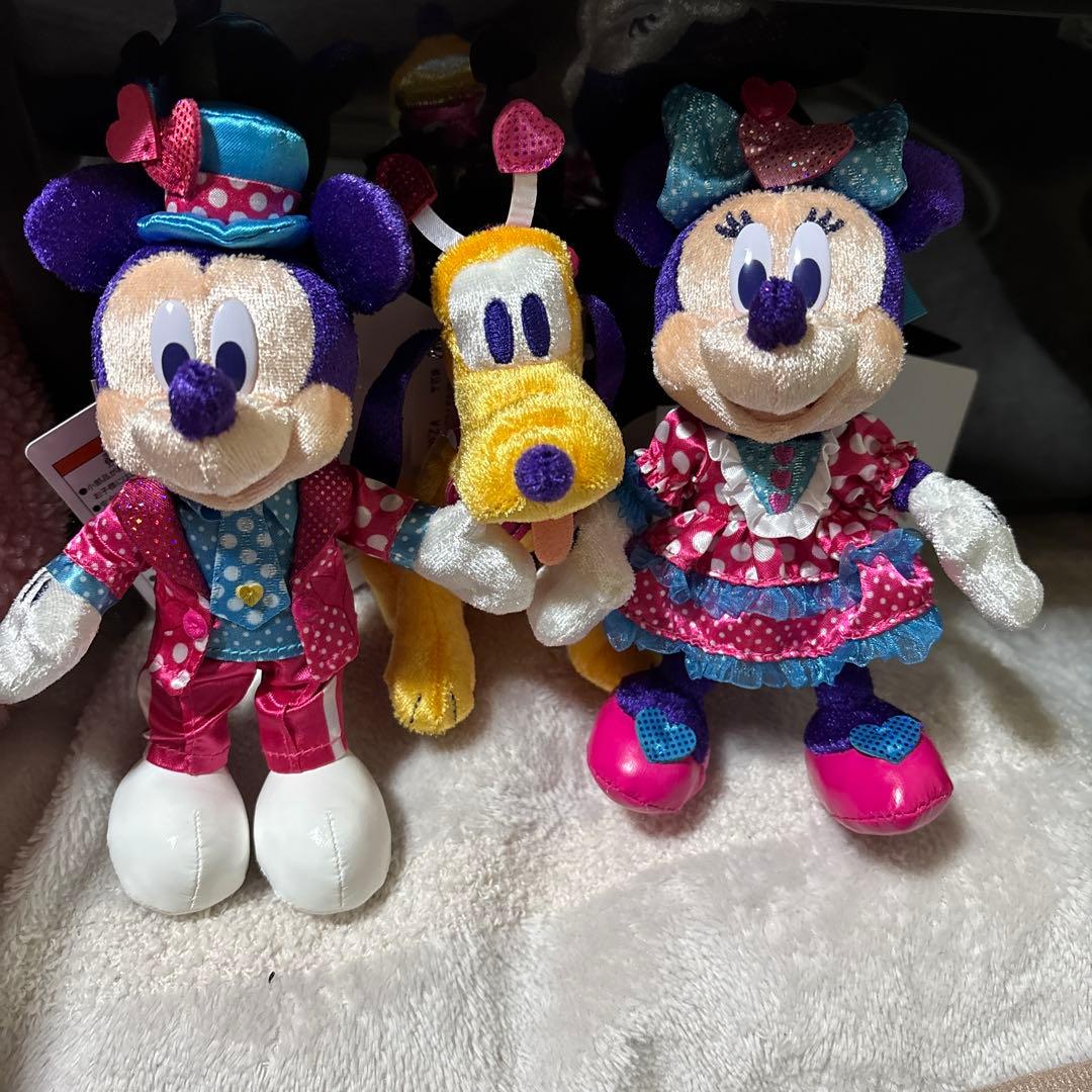 3体セット ミニパル ぬいぐるみバッジ ミッキー ミニー プルート　ディズニー