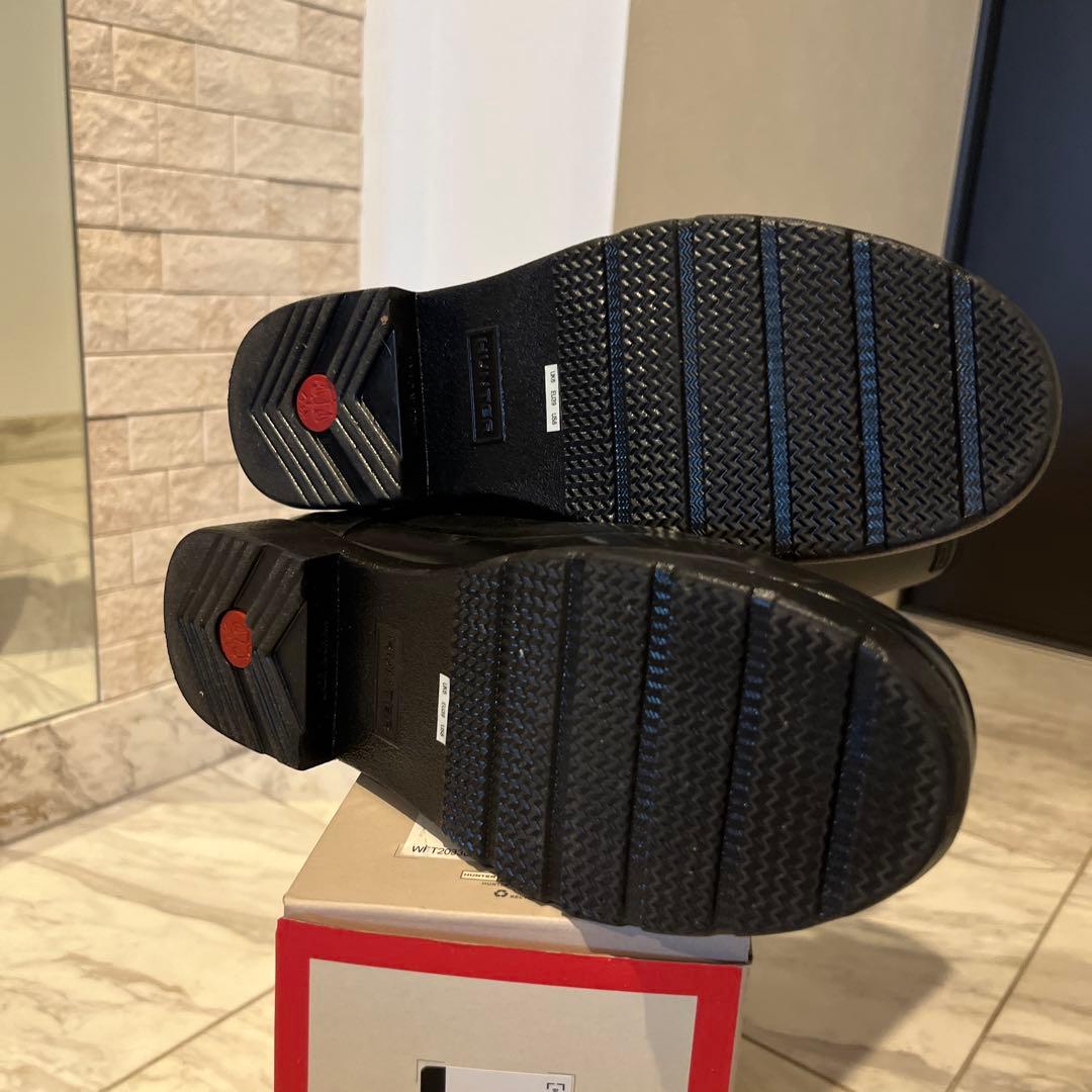 美品　HUNTER レインブーツブラック バックル付き　25cm
