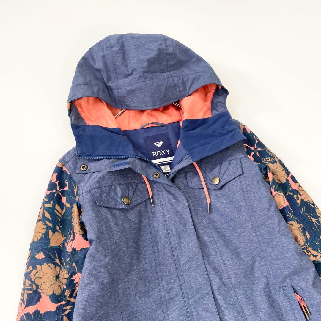 4456 【極美品】ロキシー ROXY ジャケット スノボウェア 花柄 ネイビー