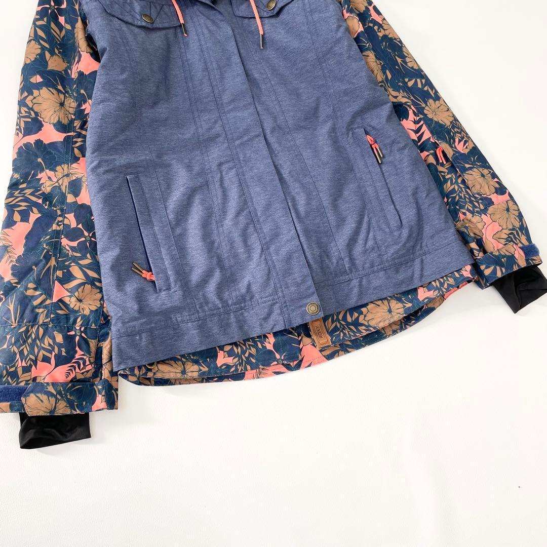 4456 【極美品】ロキシー ROXY ジャケット スノボウェア 花柄 ネイビー