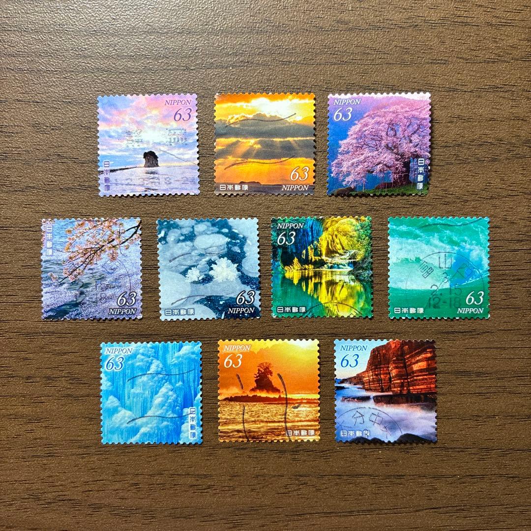 日本の古切手　美しい自然の風景 その3　10枚