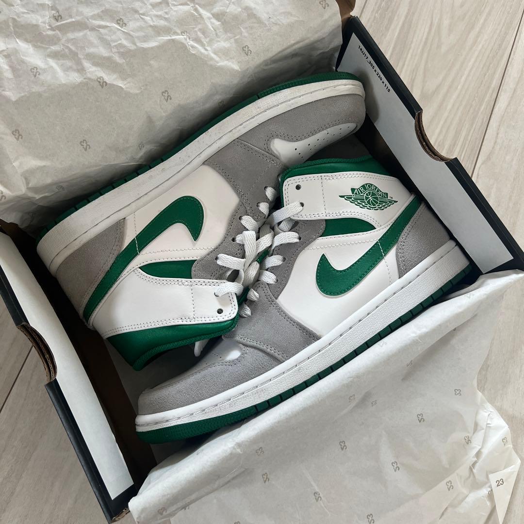 Nike Air Jordan 1 Mid グレー/ホワイト/グリーン