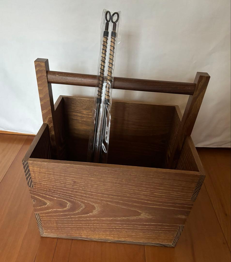 茶道具　箱炭斗　火箸セット