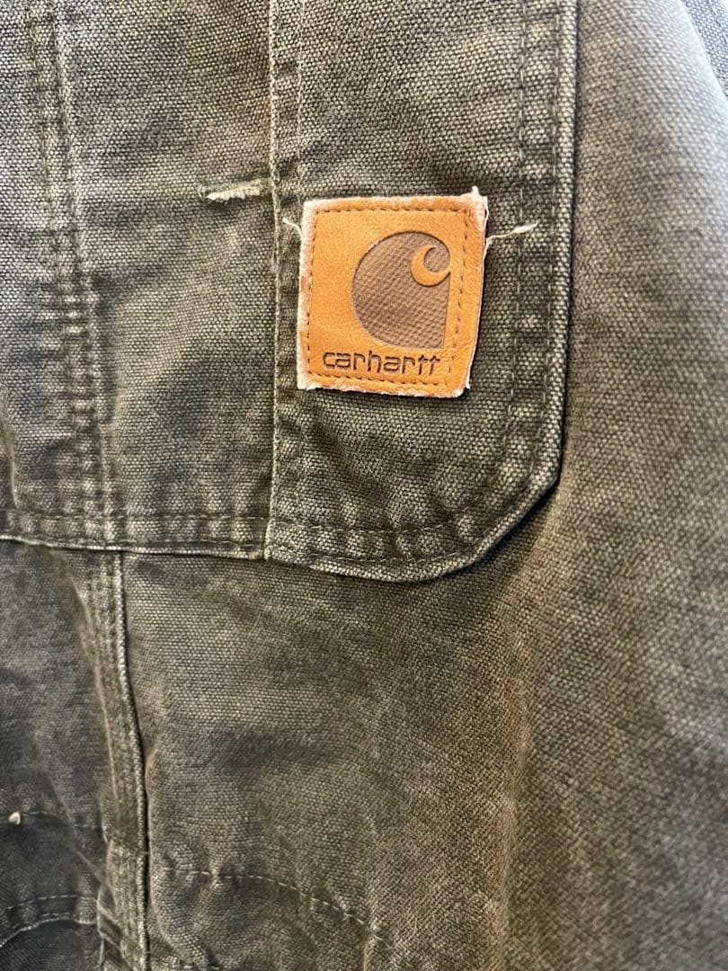 カーハート　オーバーオールダブルニー　カーキ　48×32