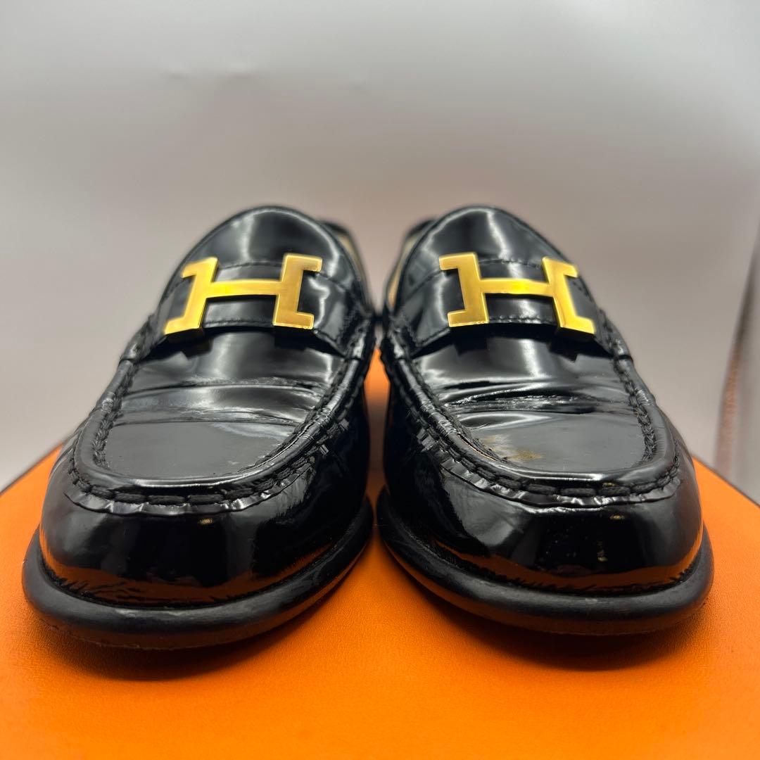 極美品 エルメス コンスタンス Hロゴ ブラック ローファー 36 1/2