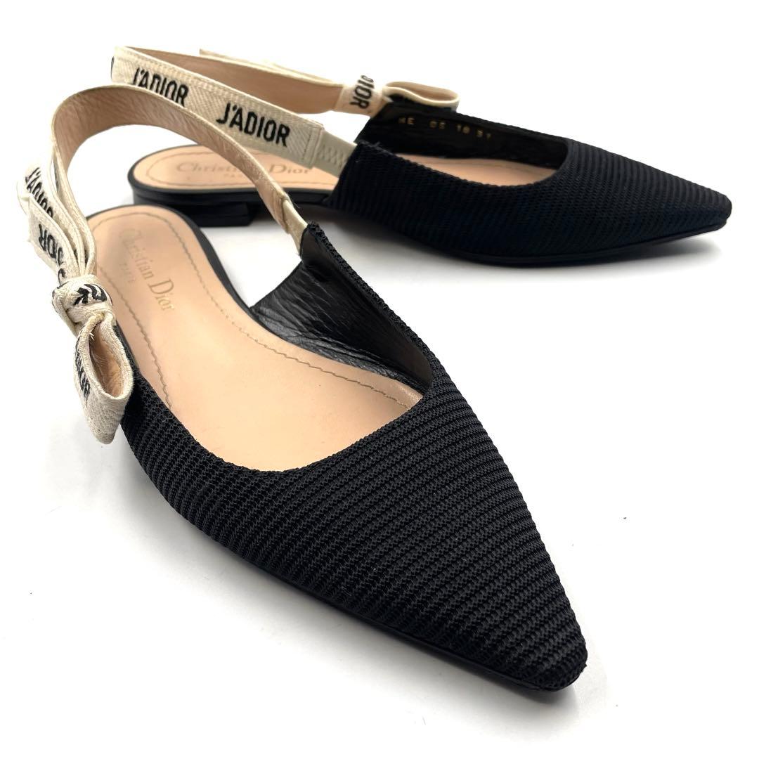 《超美品》Dior ジャディオール J'ADIOR スリングバック フラット 黒