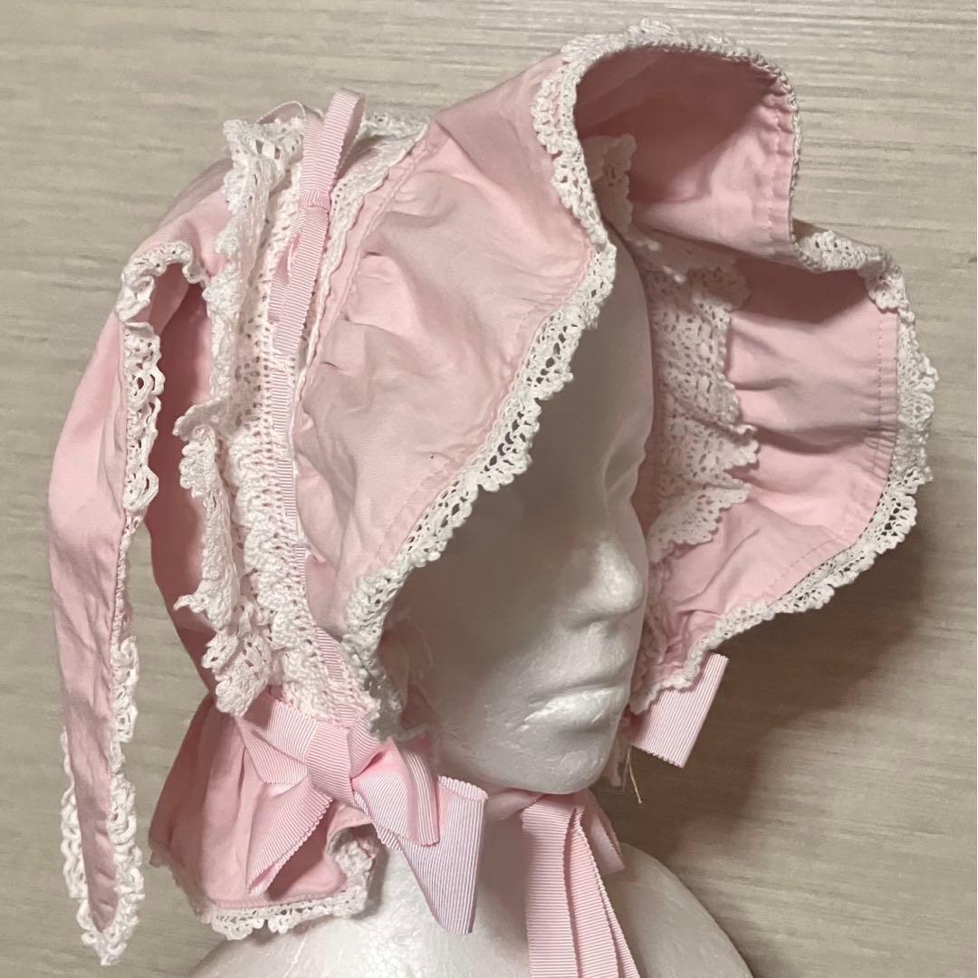 BABY うさ耳ボンネット ピンク