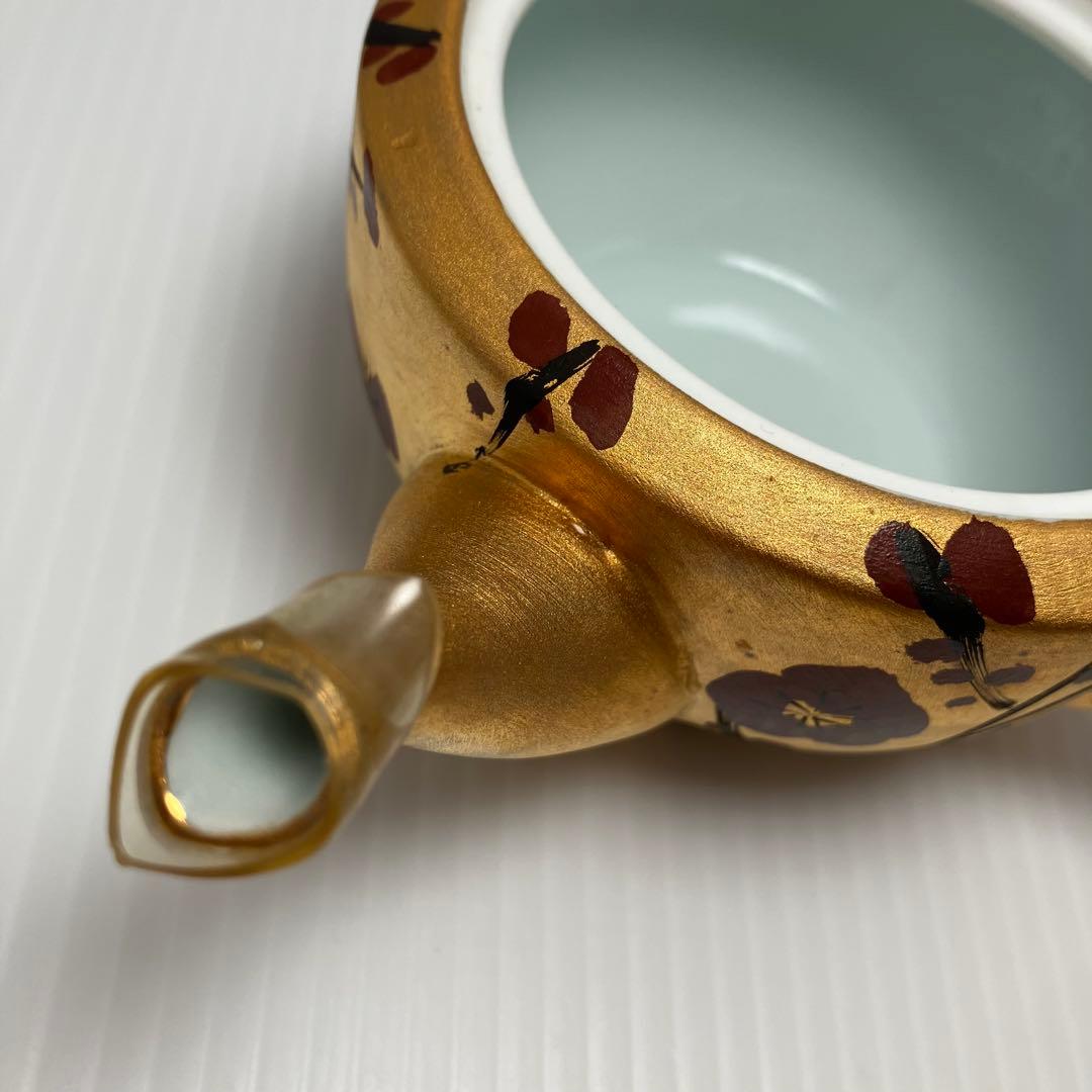 未使用 高級 有田焼 急須 器 湯呑み 四角皿 小皿 手書き 金 梅 セット