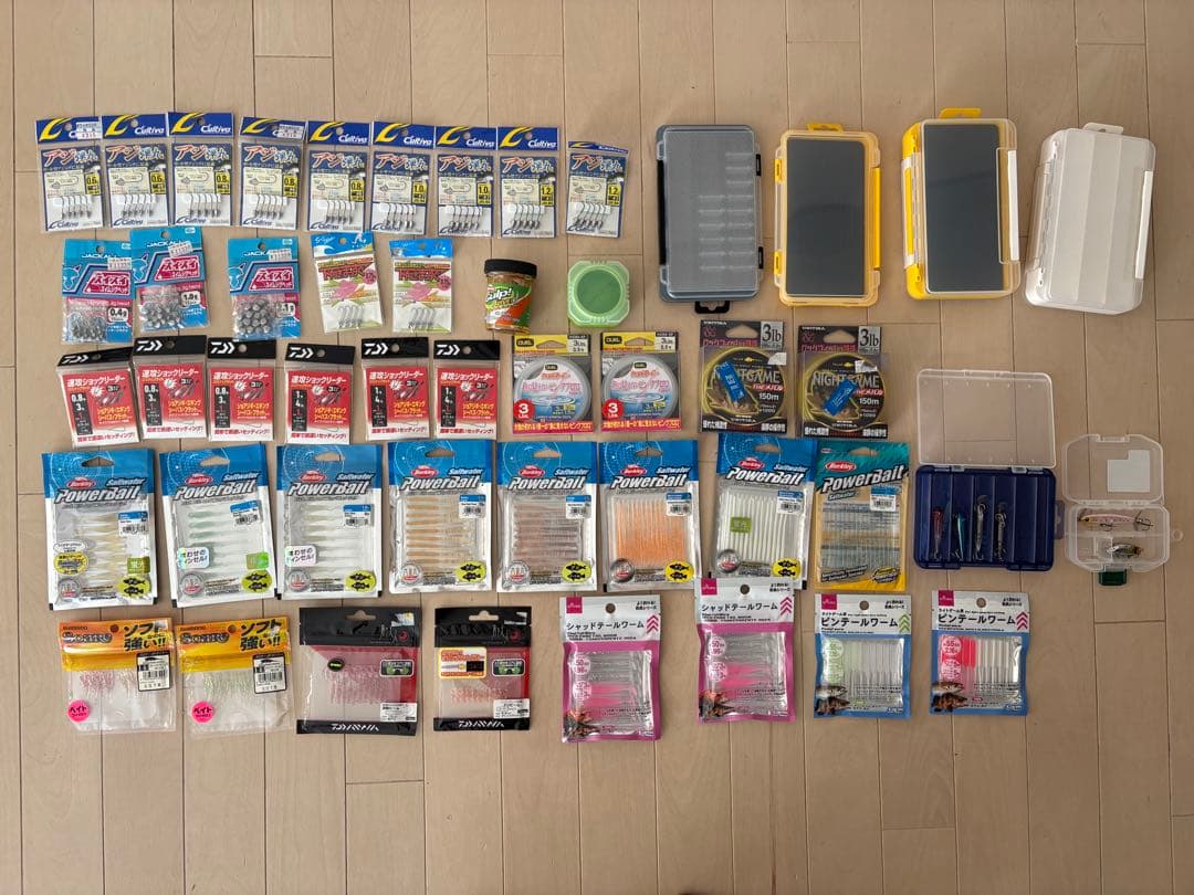 未使用 ライトゲームセット ジグヘッド ワーム リーダー アジング メバリング