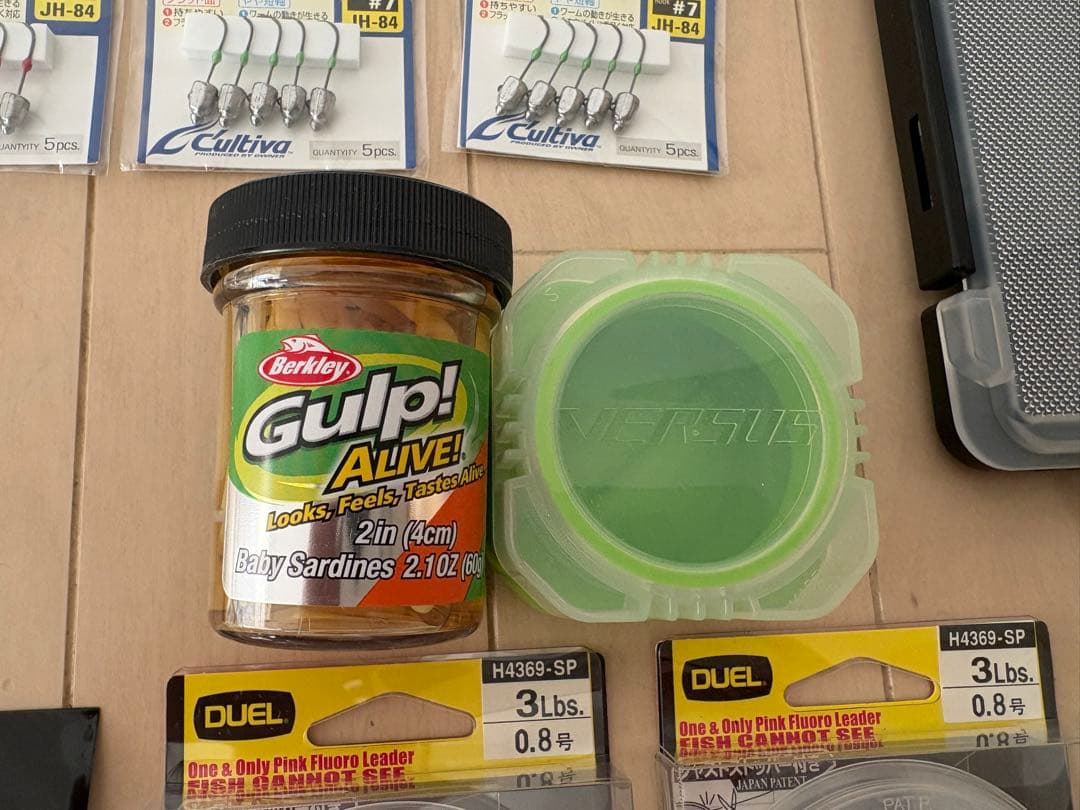 未使用 ライトゲームセット ジグヘッド ワーム リーダー アジング メバリング