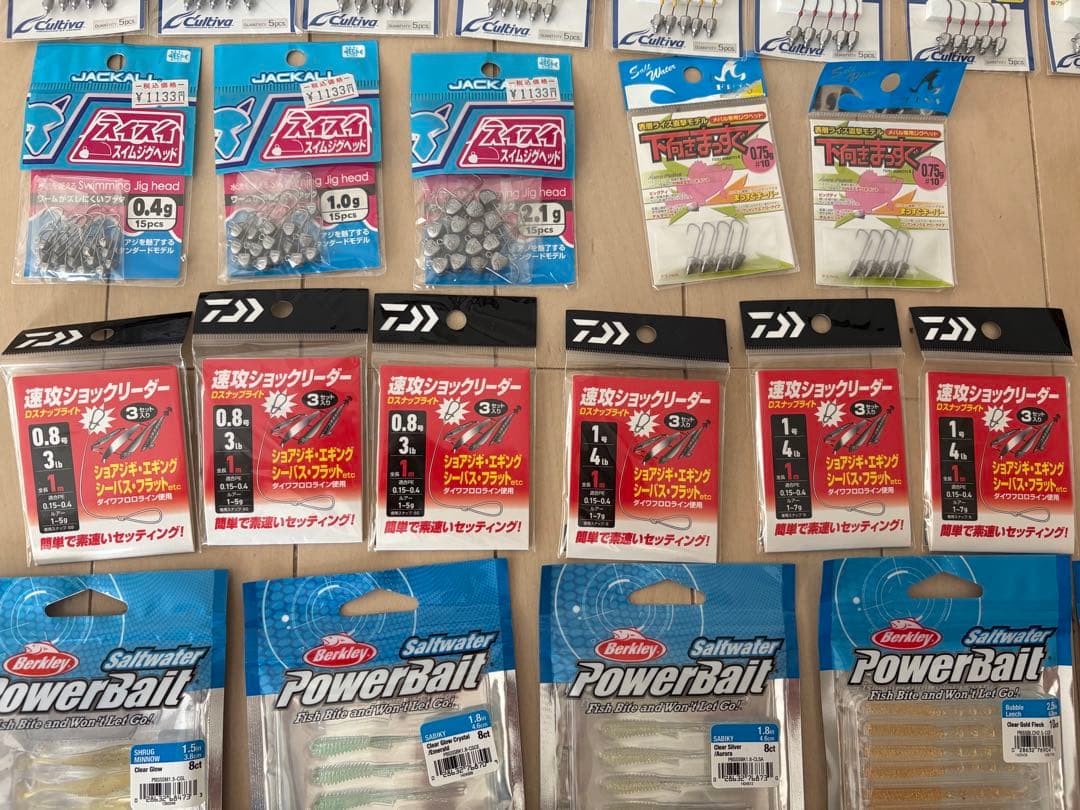 未使用 ライトゲームセット ジグヘッド ワーム リーダー アジング メバリング