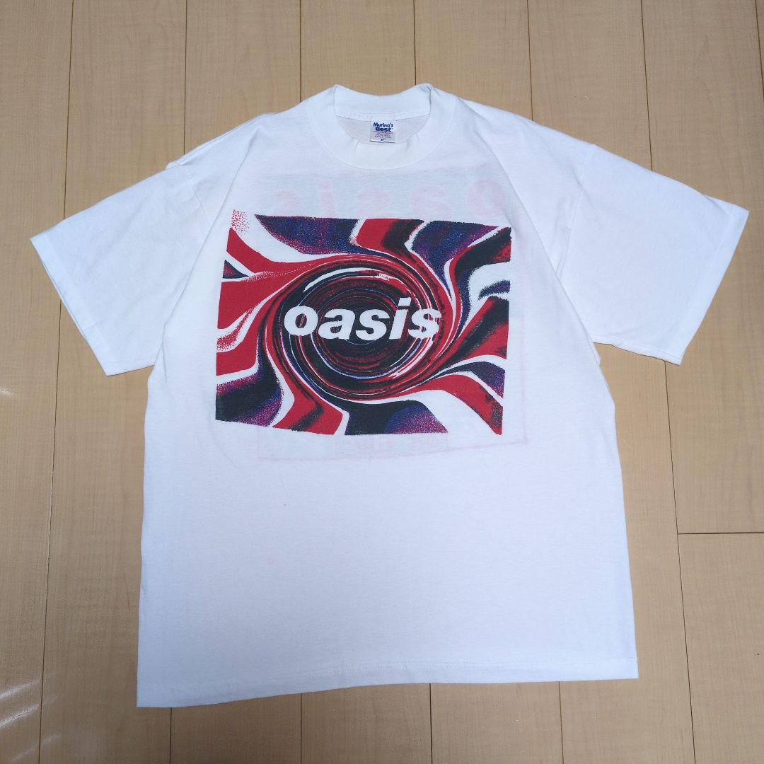 ヴィンテージ oasis オアシス ユニオンジャックロゴTシャツ ホワイト XL