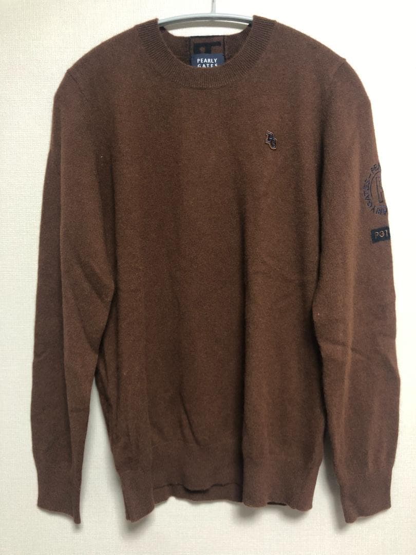 未使用 カシミヤ クルーネックニットセーター カシミヤ100% 4 M ブラウン