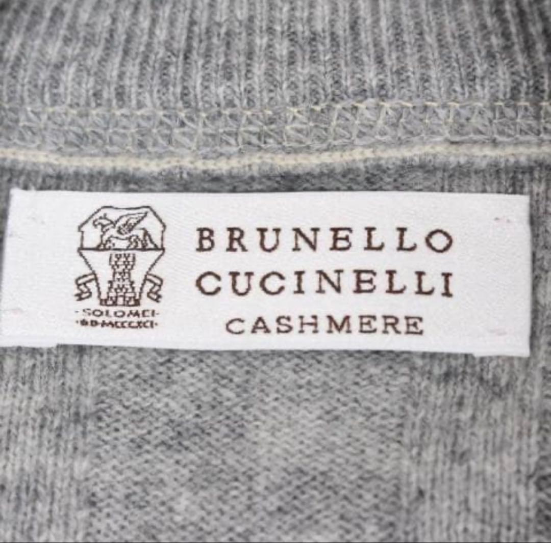 ◇BRUNELLO CUCINELLI グレー 薄手ハーフジップニット カシミヤ