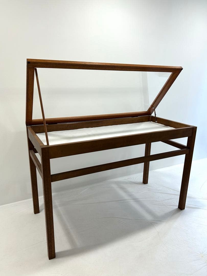 【ちょこ】大正ガラス 木製アンティークショーケース 中型