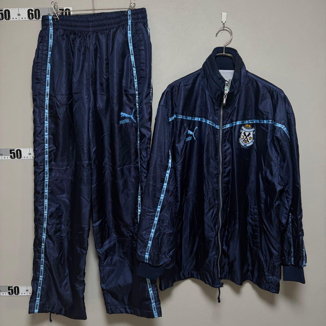 紺色プーマ PUMA 上下セット ジュビロ磐田 ナイロンジャケット L