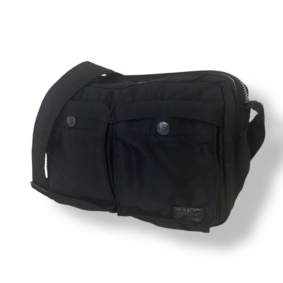 美品　ポーター　タンカー　ショルダーバッグ　ダブルジップ　ブラック　二層