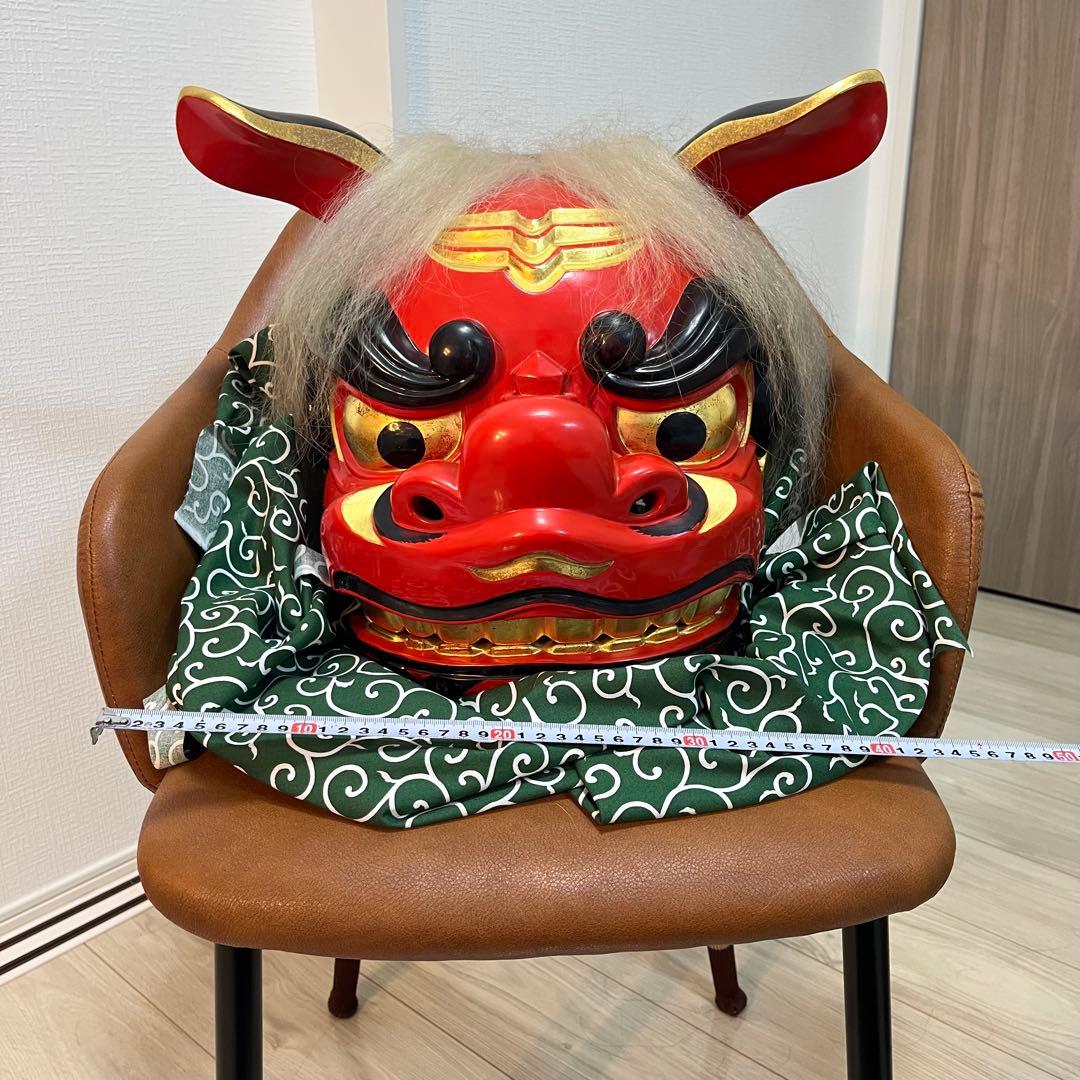 【お正月前SALE】獅子舞　獅子頭　石岡　木彫　置物　古美術　神楽 木製 木彫