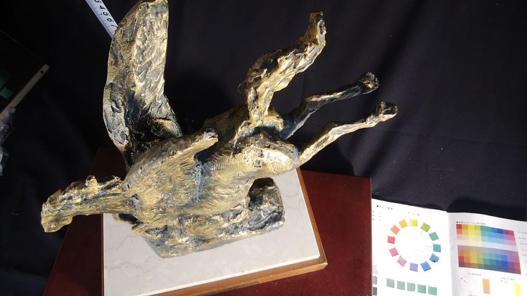や*す様 ブロンズ像 西望「春風」ペガサス天馬 高3４c重６kg/彫刻銅像/干支