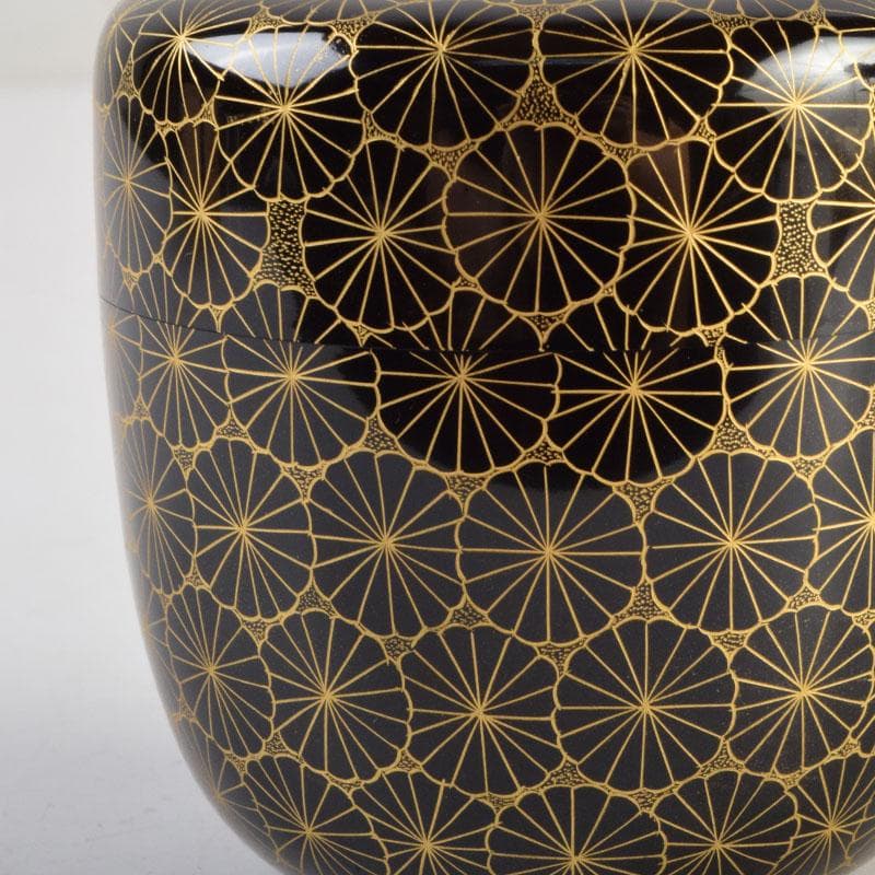 Gojyo　輪島塗　前志芸男作　沈金菊文様　棗　共布共箱　V　9152