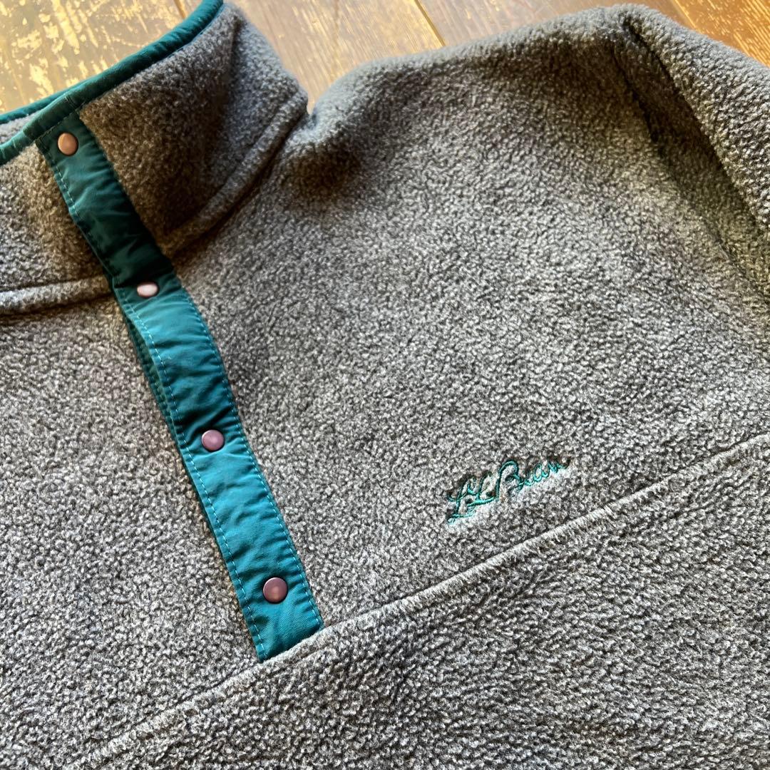 極美品USA製★ L.L.bean フリース スナップＴ★80s~90s