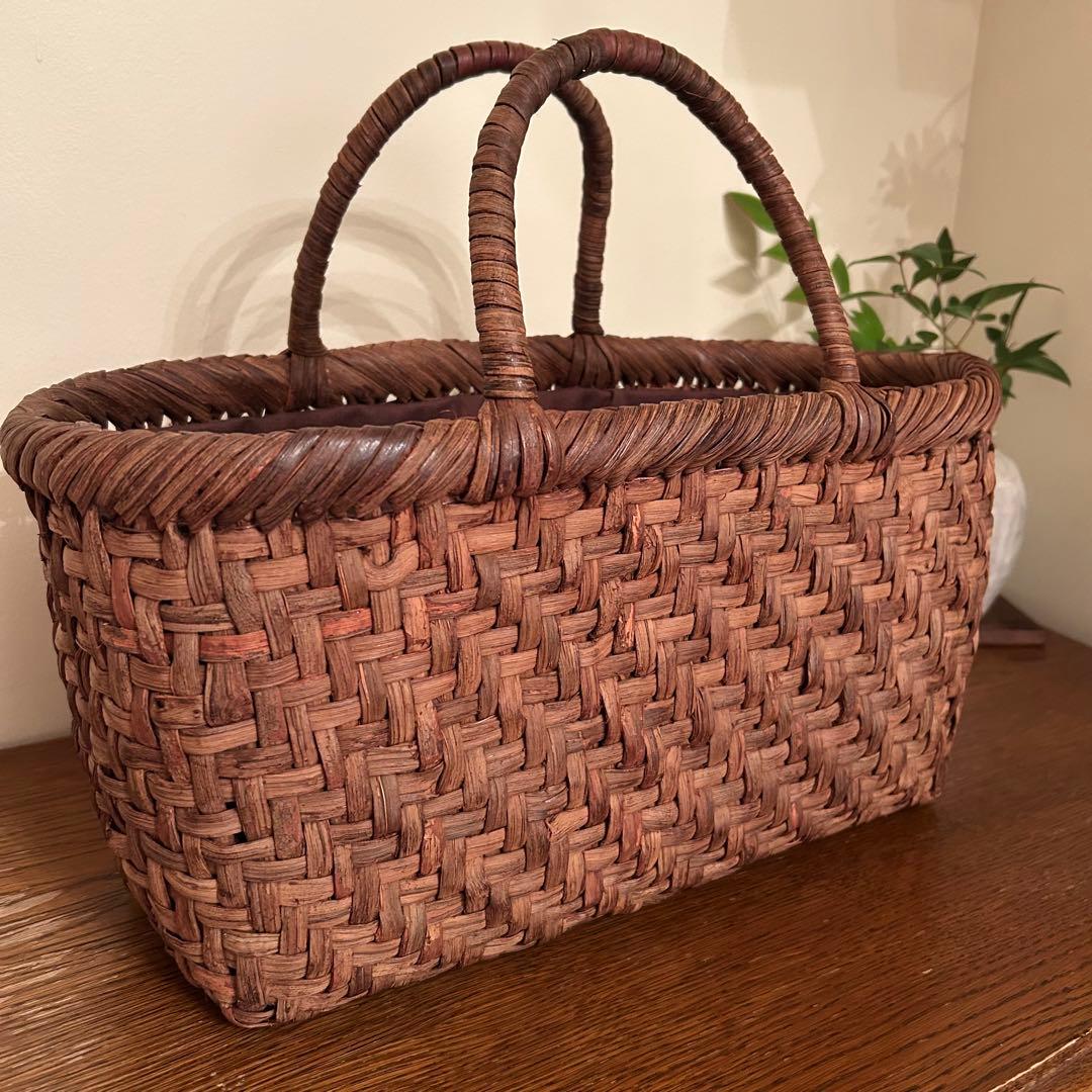 国産山葡萄のかごバッグ＊横長＊網代編み