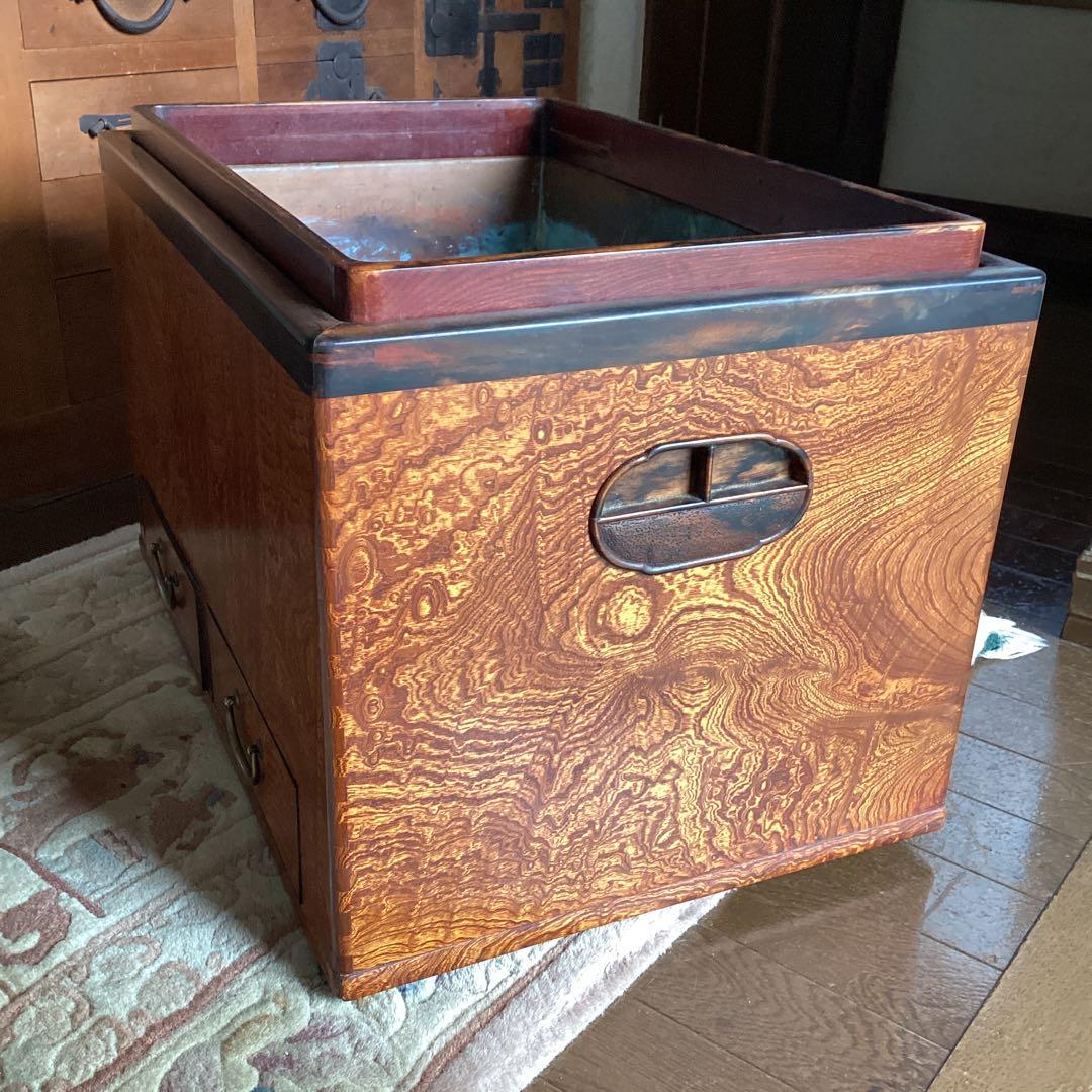 江戸火鉢　アンティーク　火鉢　時代物　欅　玉杢　黒柿　稀少杢