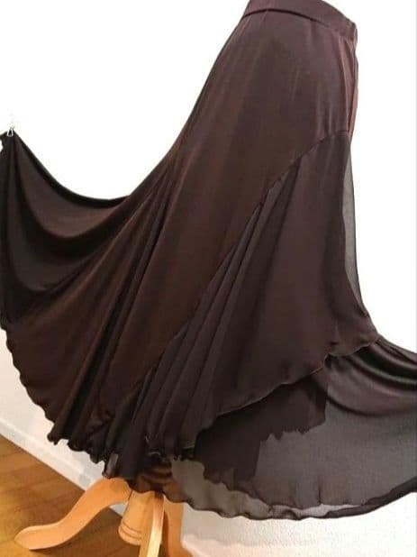 SALE☆チャコット　社交ダンス スカート 茶 シフォン 定価40700円