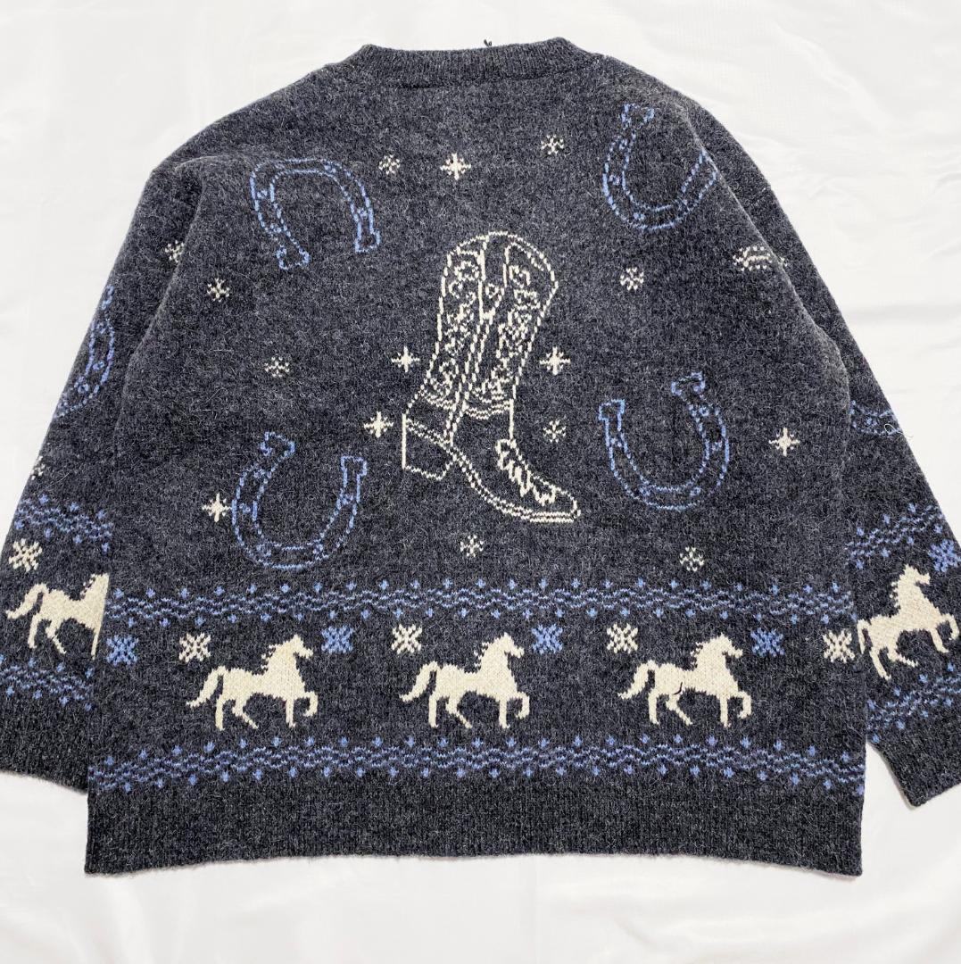 新品 ZARA ジャカードニットボタンカーディガン M