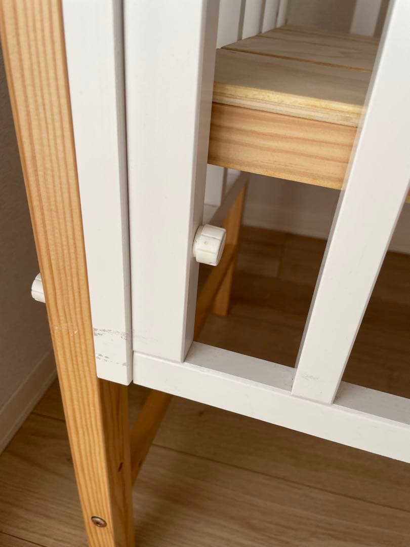 大和屋　そいねーる3 ホワイト　木製ベビーベッド マットス付き