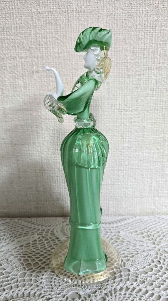 ベネチアングラス 人形 Murano グリーン