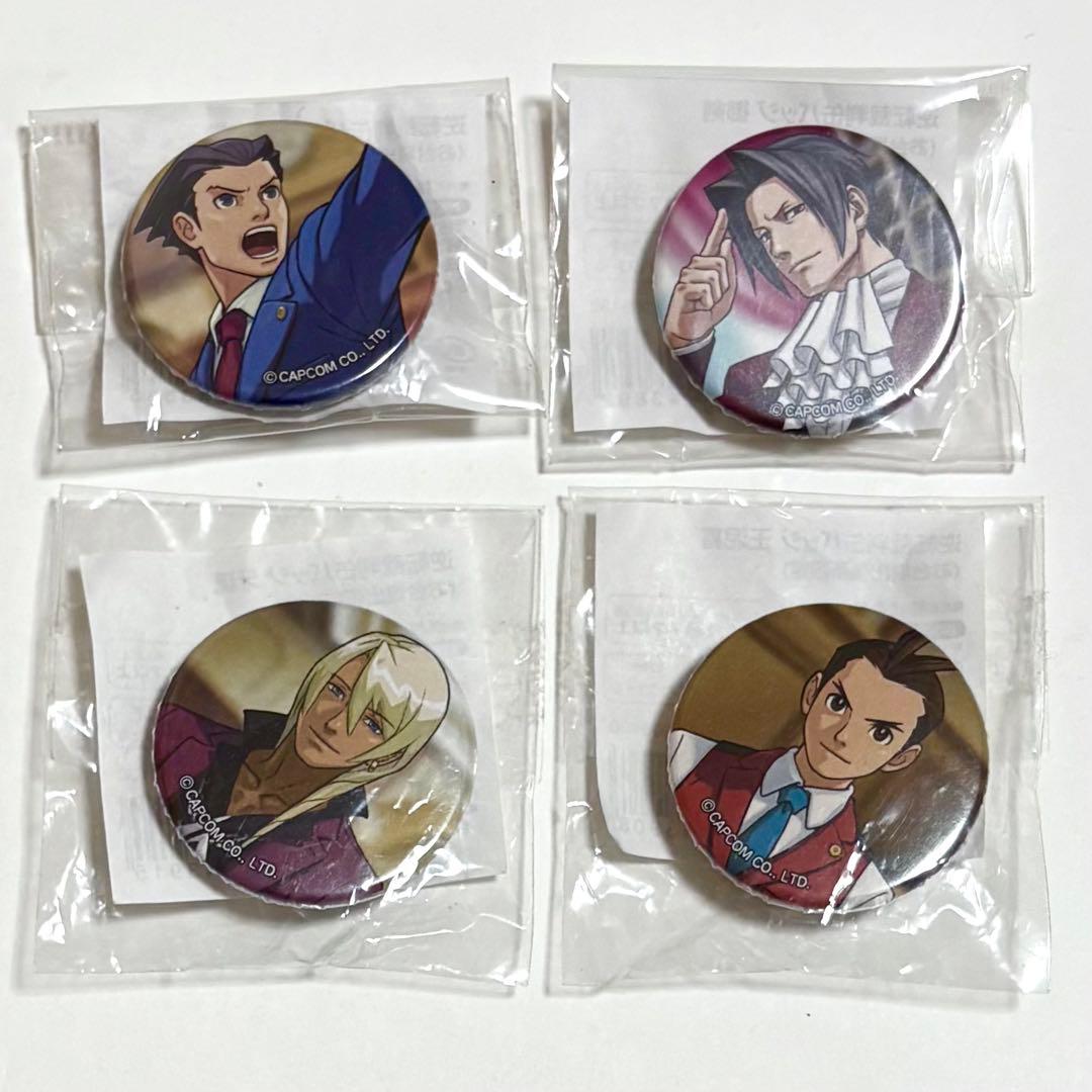 逆転裁判 お台場限定 缶バッジ 成歩堂龍一 御剣怜侍 王泥喜法介 牙琉響也