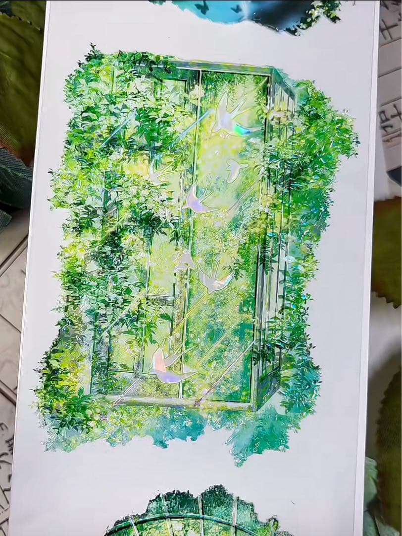 【8897】海外　マステ　2.4/4.8/巻貝殻光マスキングテープ森林　自然景色