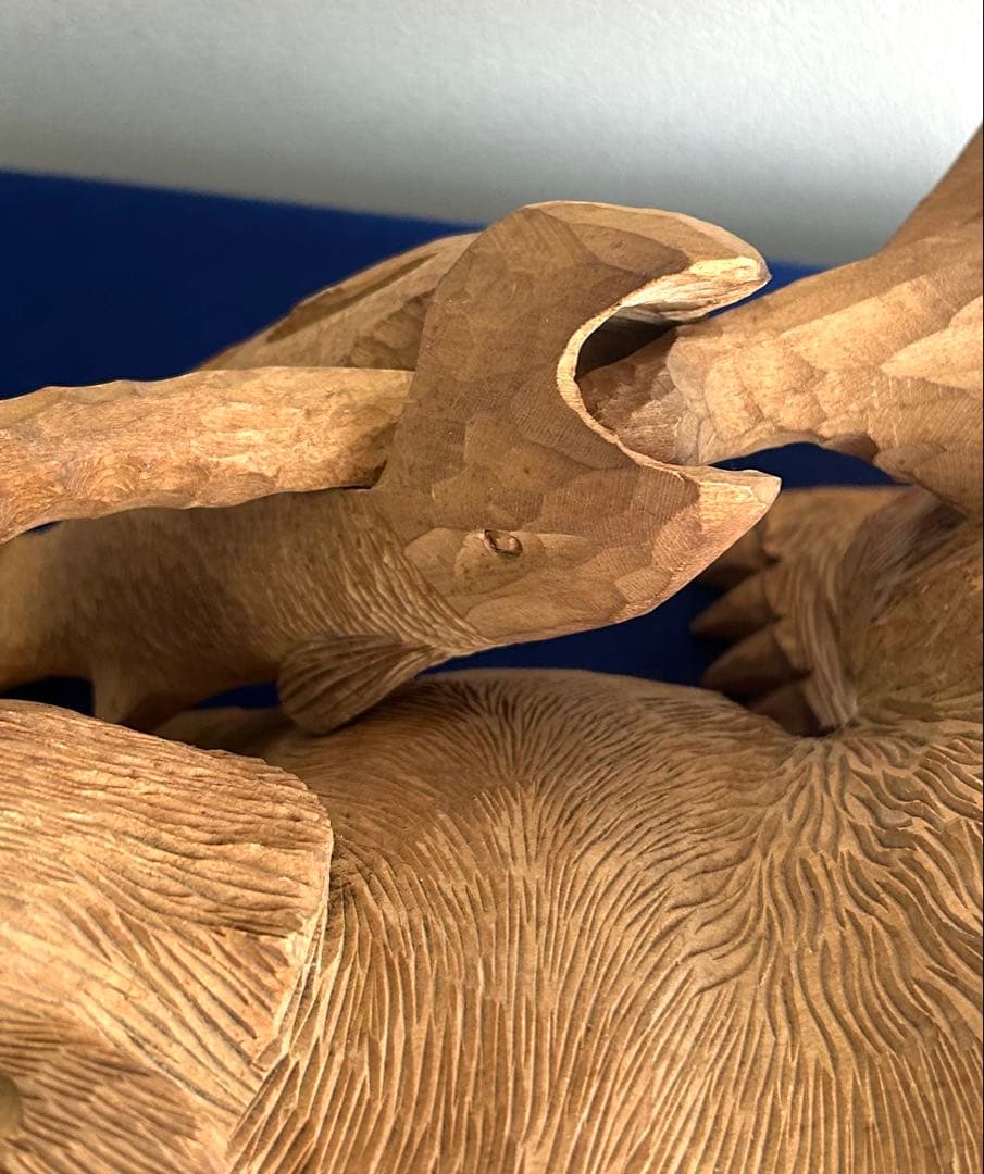 日川清作 トゥムシ彫り 木彫熊 1989年 北海道阿寒湖 3.4kg 37cm