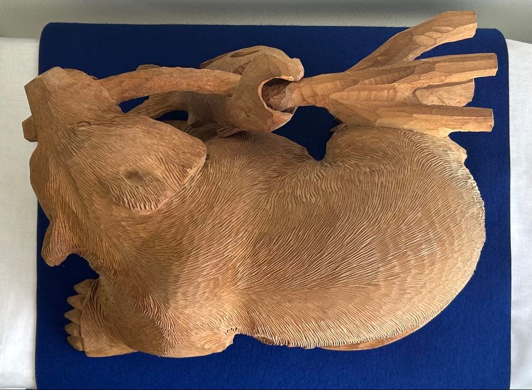 日川清作 トゥムシ彫り 木彫熊 1989年 北海道阿寒湖 3.4kg 37cm