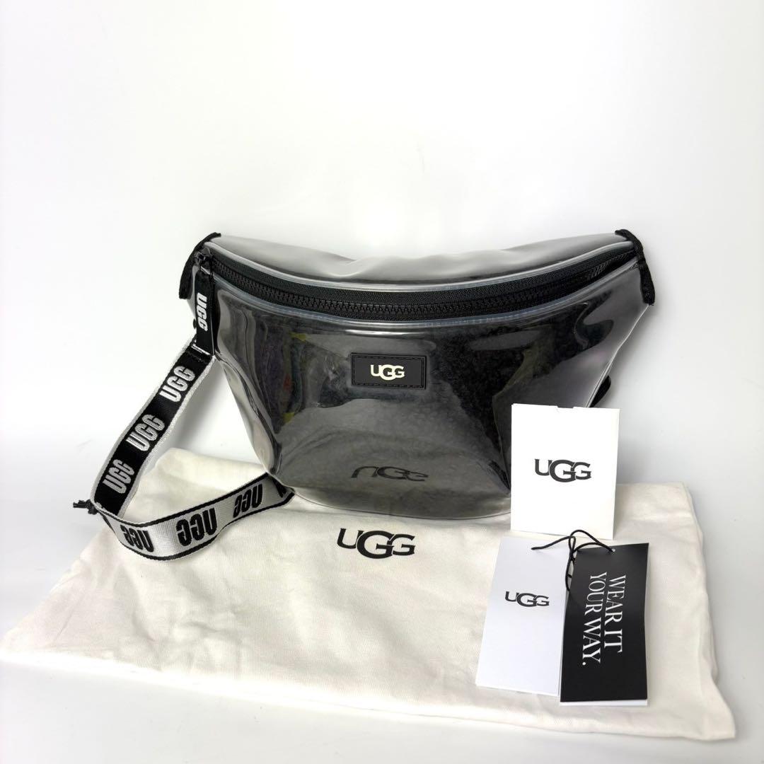 アグ　ナシャ　ベルトバッグ　クリア　ファーブラック　ボディバッグウエストポーチ.
