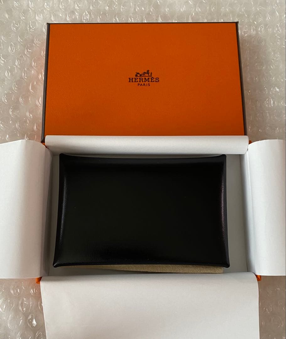 エルメス　カードケース　カルヴィ　名刺入れ　黒　ボックスカーフ　W刻印 新品本物