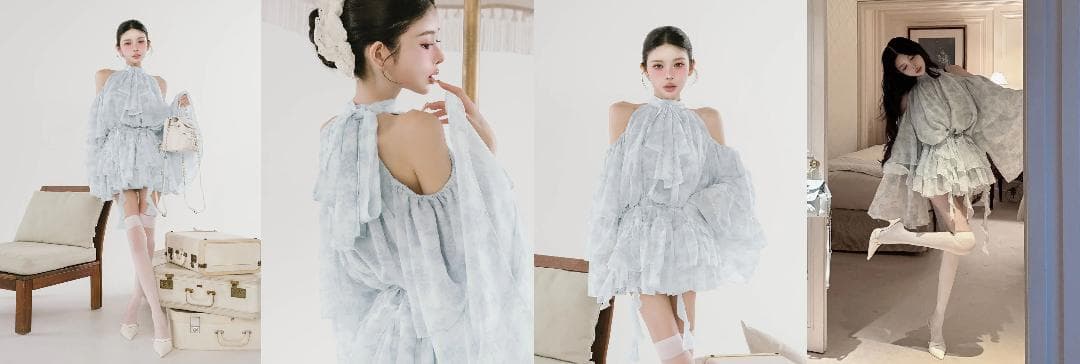 ダーリッチ darich トワルドジュイシフォンフリルミニワンピース SAX F