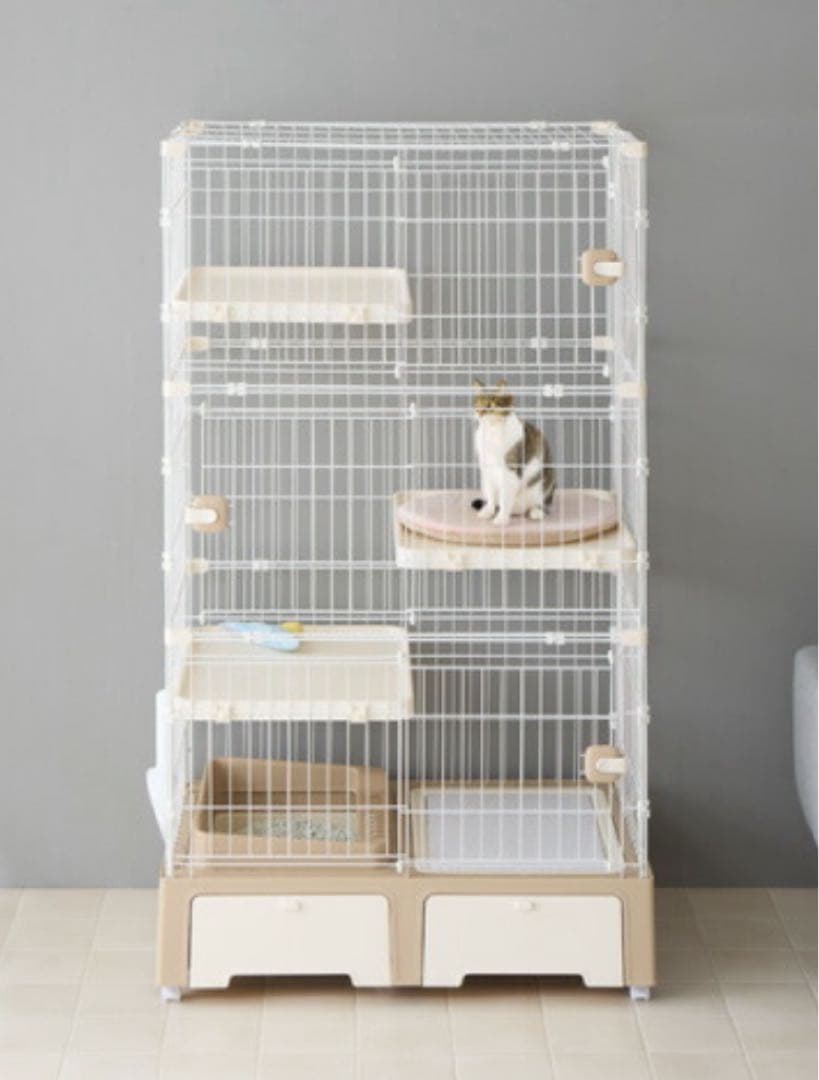 キャットケージ　キャットゲージ　ケージ　高さ142cm キャスター付き　ベージュ