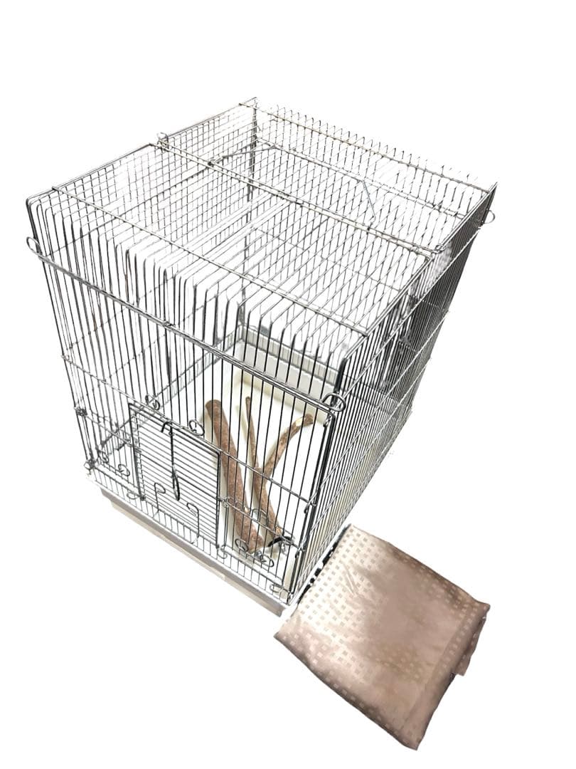 HOEI ステンレス　鳥かご　おやすみカバー付き 止まり木2本