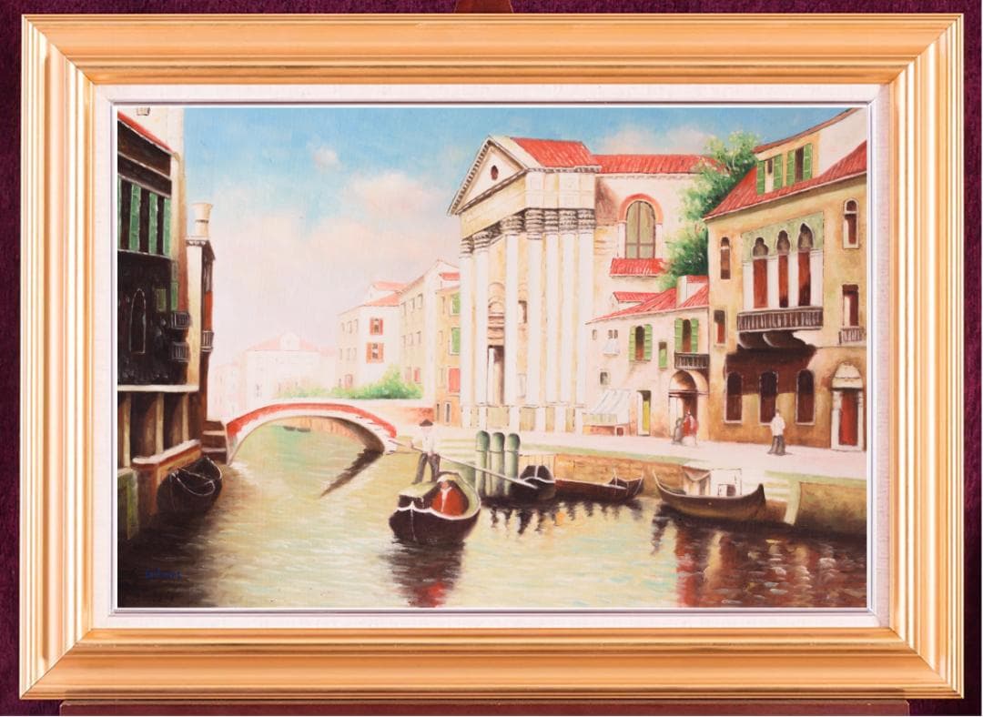 未使用高級ゴールド額付★手書き油絵★外寸約880×660mm 玄関やリビング12