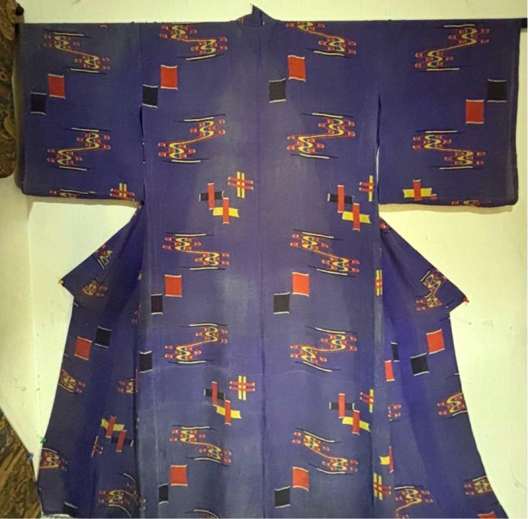 古い　紅型　沖縄　着物