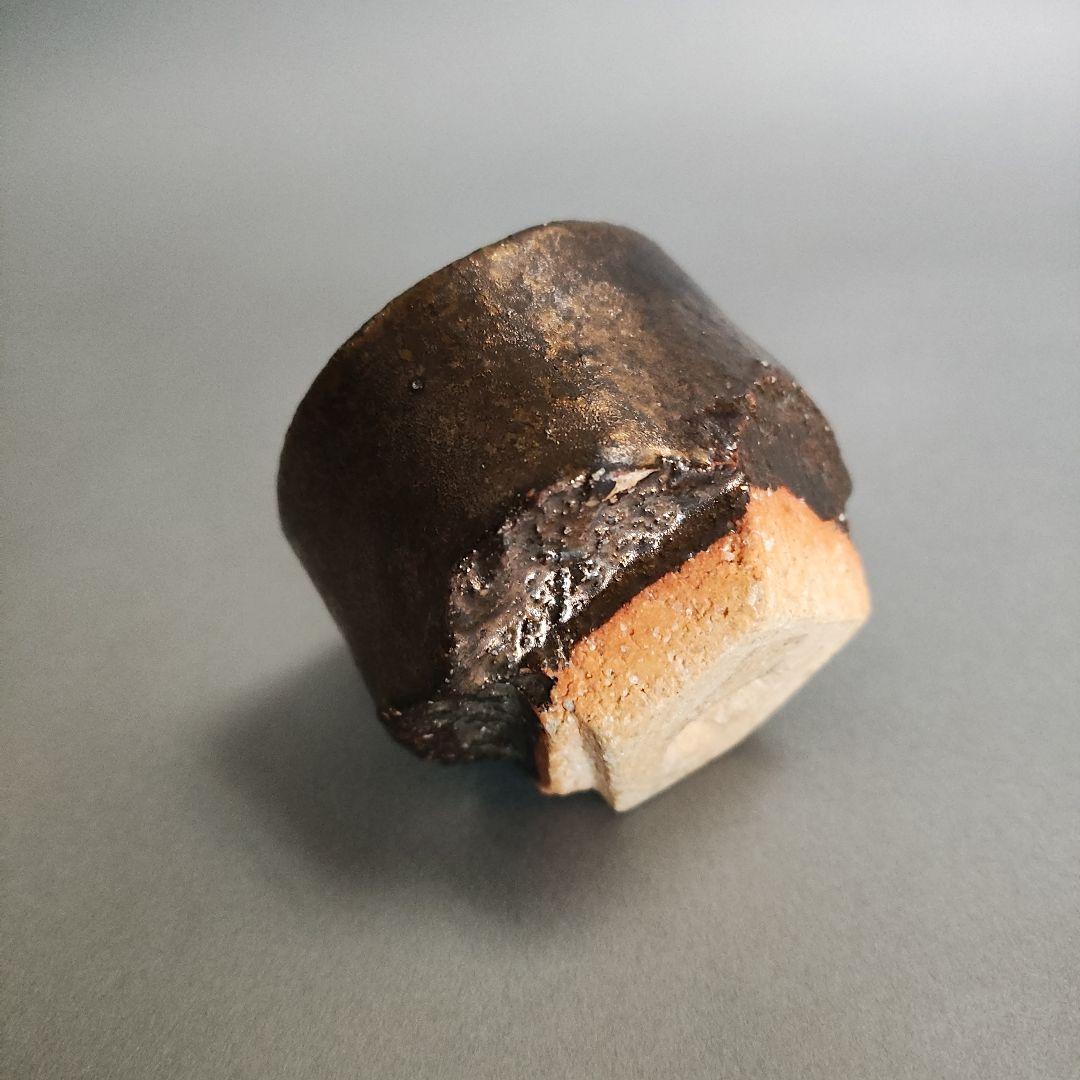 肥沼美智雄　黒釉面取ぐい呑　益子焼　加守田章二