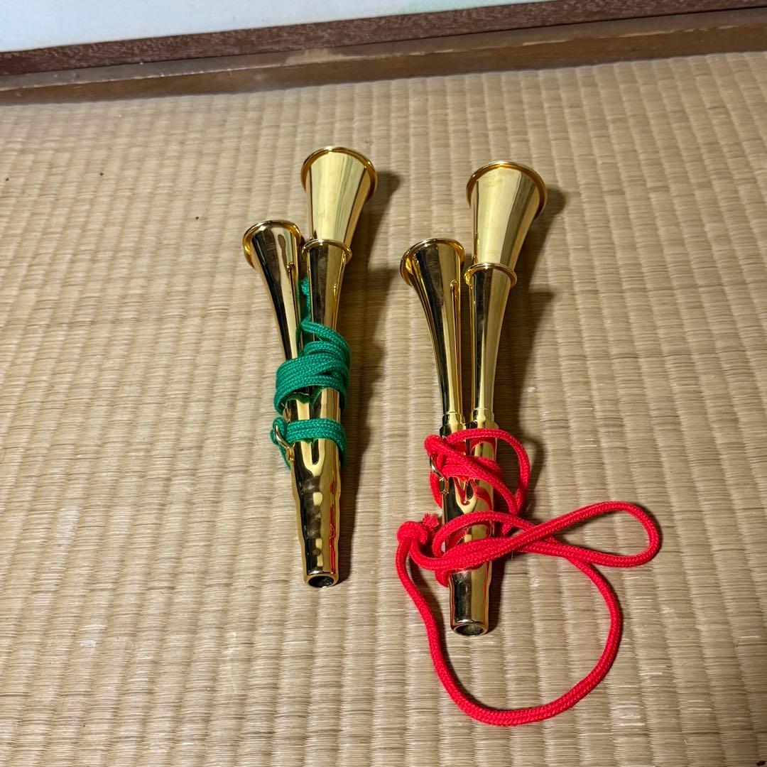 チアホーン 4連ホーン　金属製　2個セット　ゴールド　サッカー　フットサル　応援