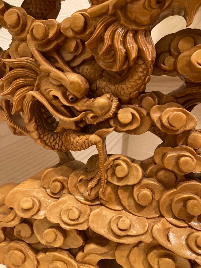 木彫り　一刀彫　9龍　一級品　骨董品
