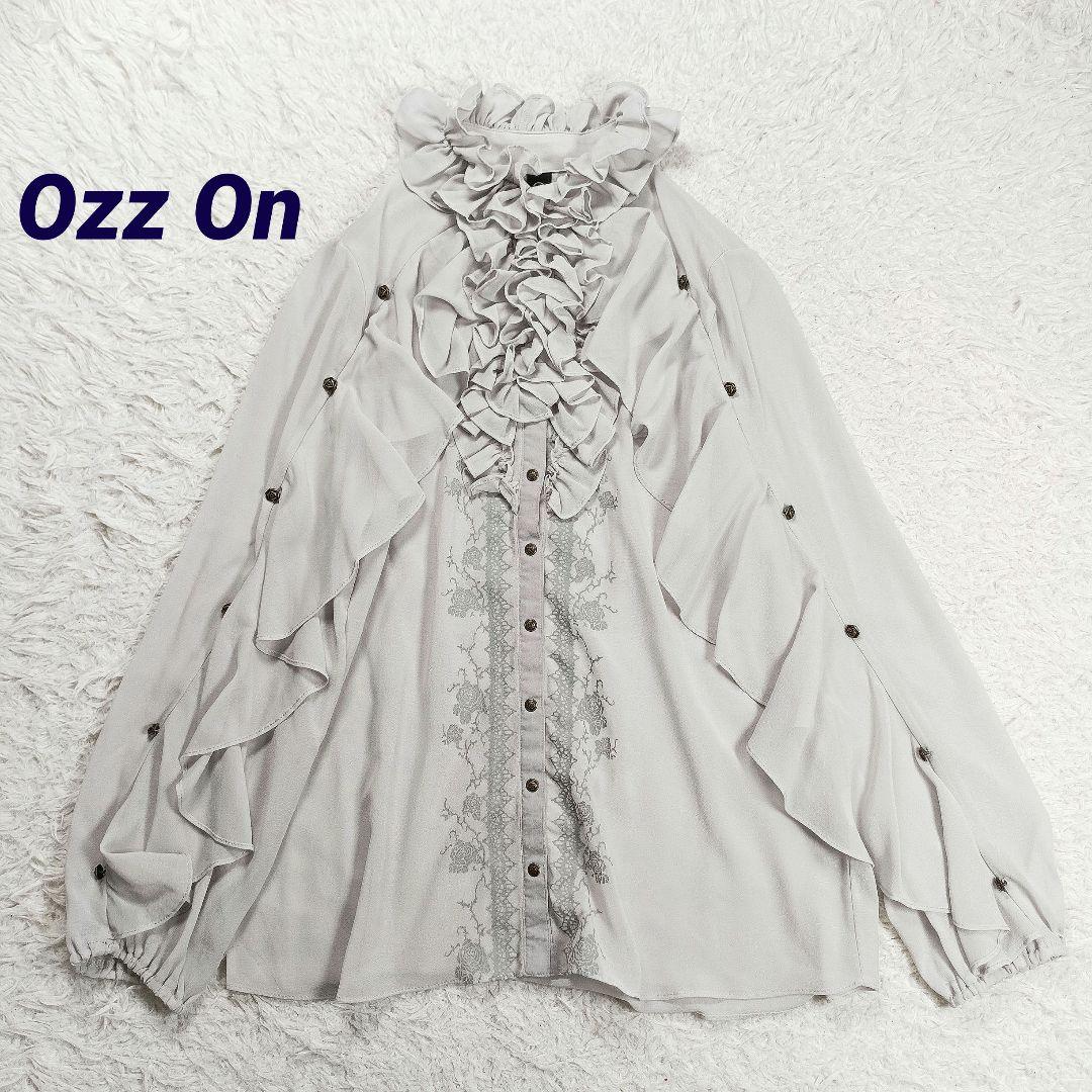 極美品✨オッズオンジャパン　ローズプリント シフォンブラウス　フリル　F