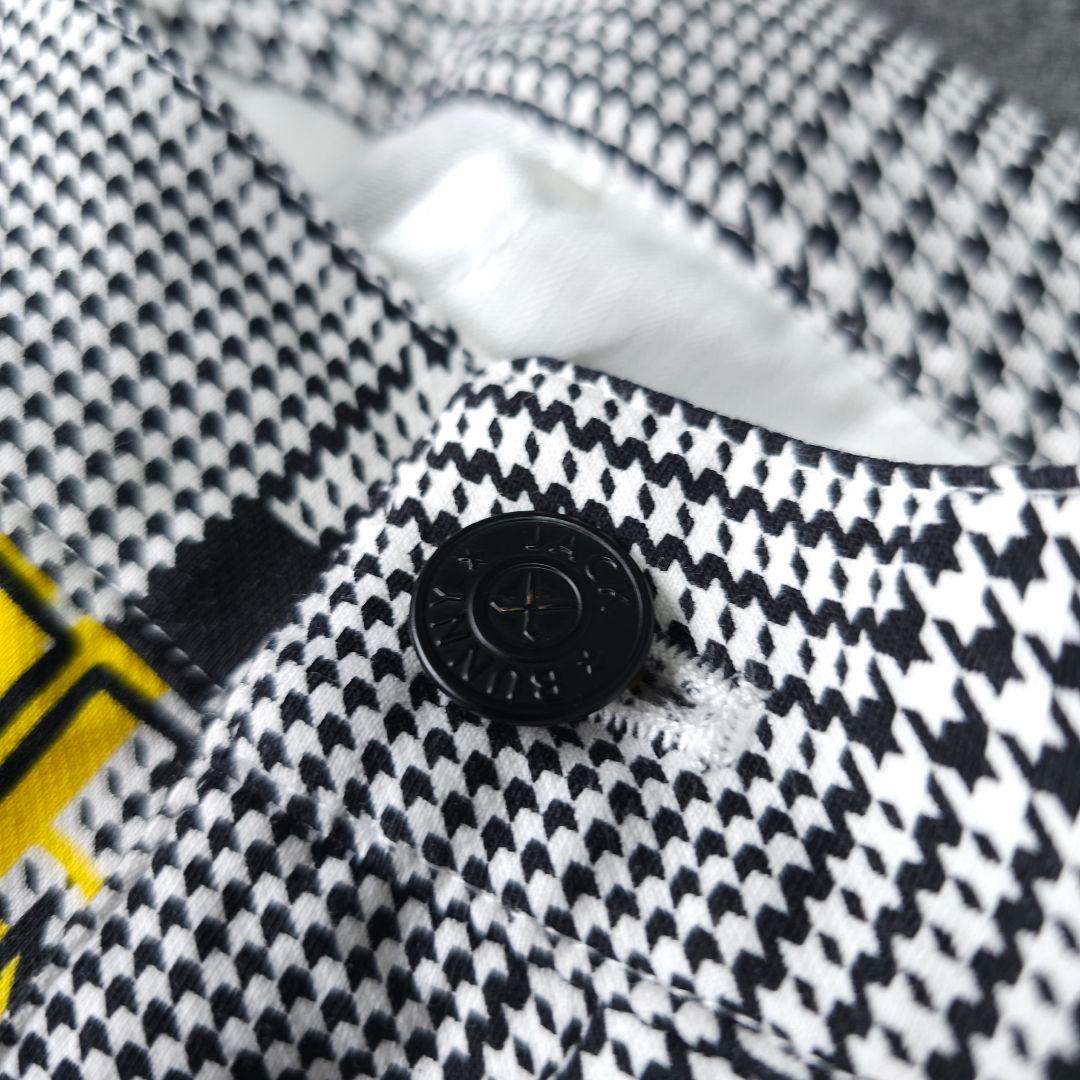 極美品 ジャックバニー グレンチェック柄 ロゴネーム ストレッチゴルフパンツ L